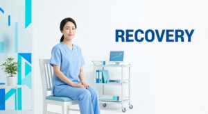 안정적인 회복과 케어를 상징하는 인물 비주얼